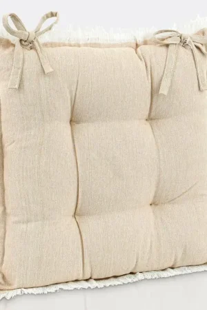 Dessus de chaise à franges 'Aelis' beige Réduction